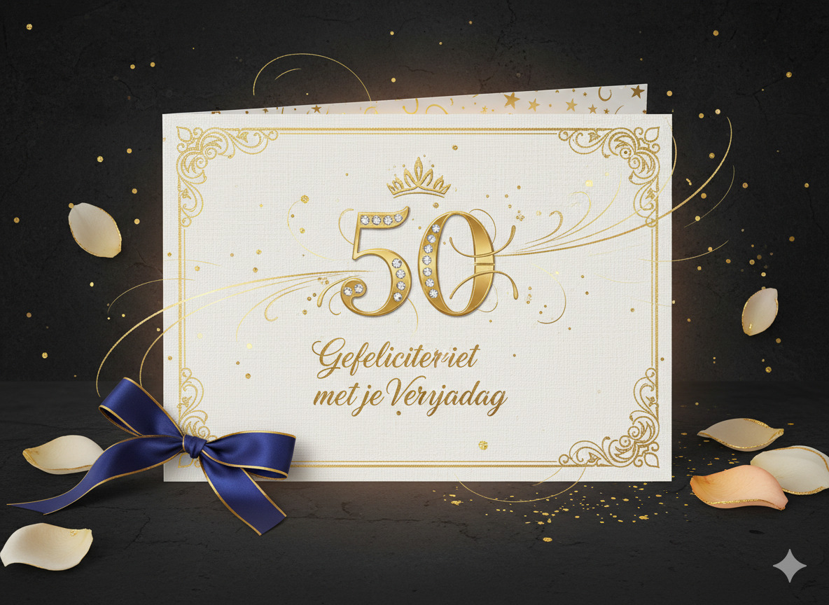 Elegante verjaardagskaart met gouden accenten